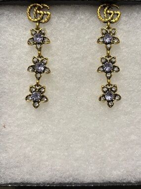 GG Gold-Tone Floral Drop Earrings with Purple Stones